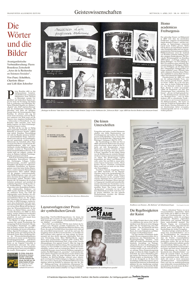 FAZ Beitrag zum 50-Jahr-Jubiläum von Actes de la Recherche en Sciences Sociales