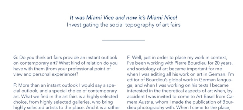 It was Miami Vice and now it's Miami Nice! Investigating the social topography of art fairs