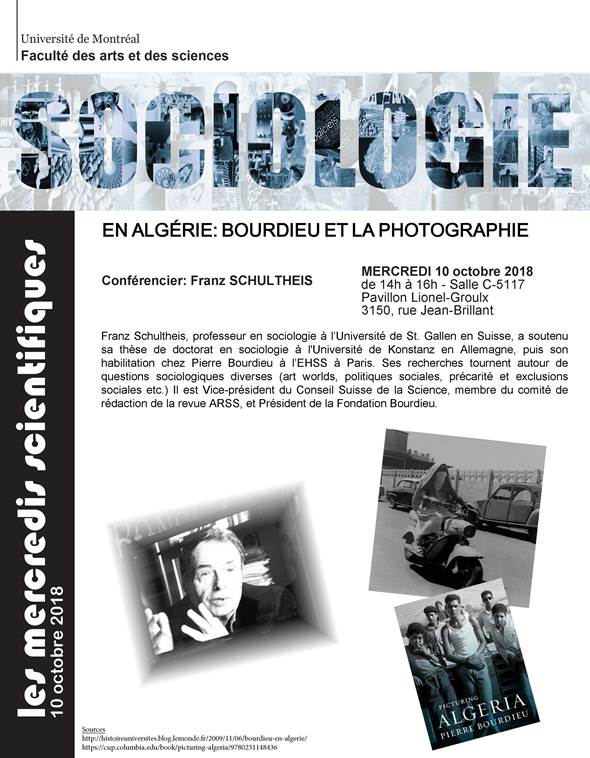 10. Oktober 2018, Université de Montréal: En Algérie - Bourdieu et la Photographie